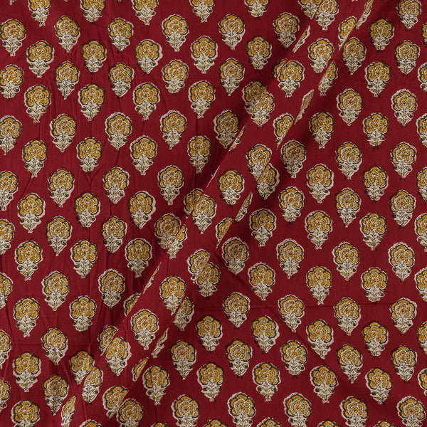 Cotton Cherry Red Colour Floral Print 42 Inches Width Fabric