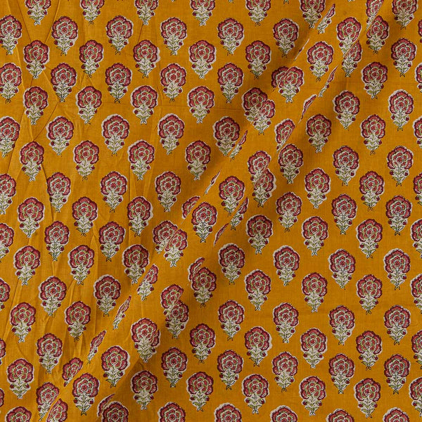 Cotton Mustard Orange Colour Floral Print 42 Inches Width Fabric