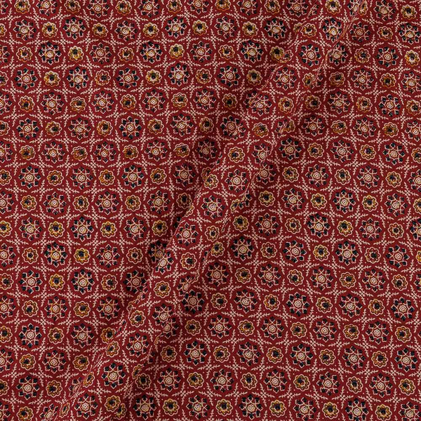 Cotton Cherry Red Colour Ajrakh Pattern 42 Inches Width Fabric