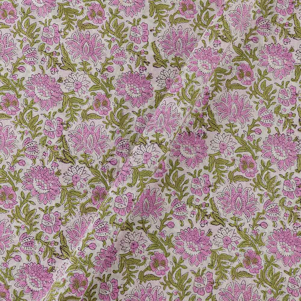 Cotton White Colour Floral Jaal Jaipuri Hand Block Print Fabric Online 9373EA