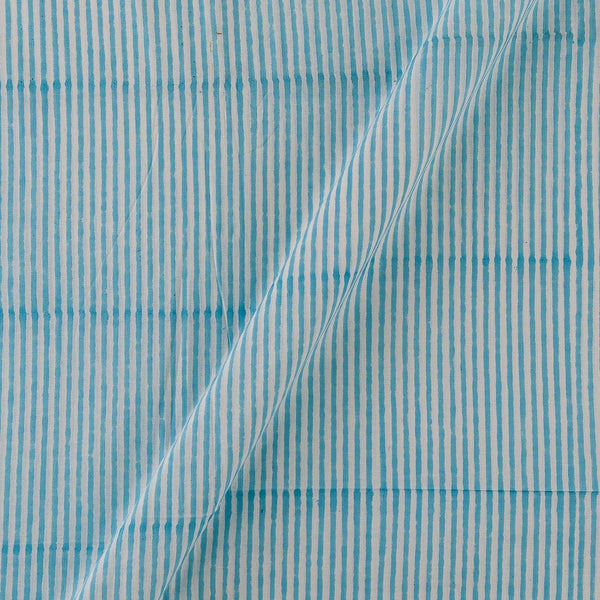 Cotton White Colour Stripes Hand Block Print Fabric Online 9373EB2