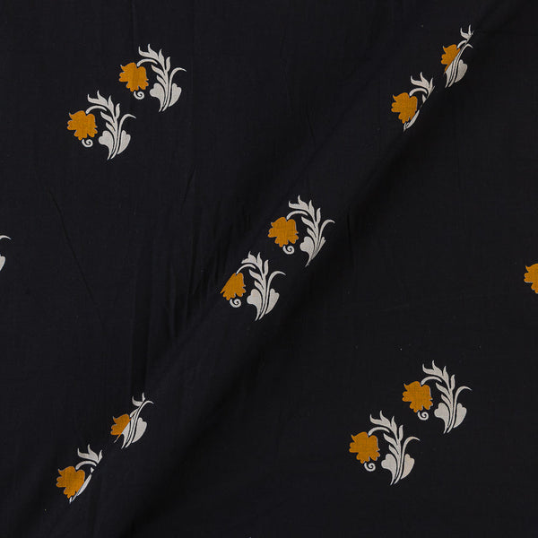 Cotton Black Colour Floral Print Fabric Online 9378BY1