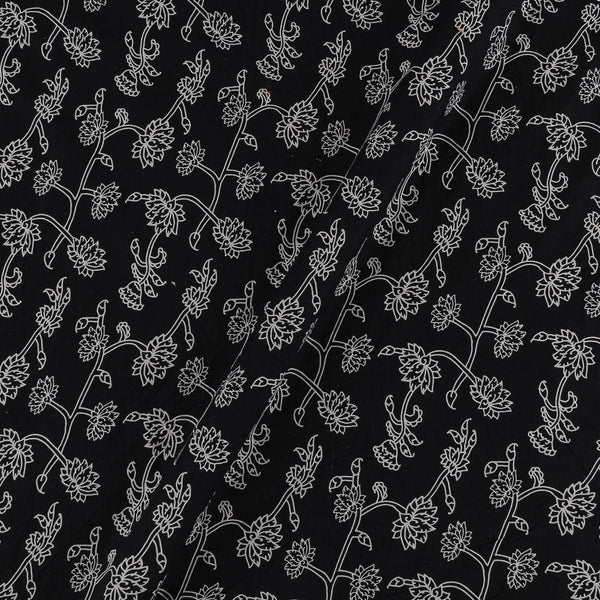 Cotton Black Colour Floral Jaal Print 42 Inches Width Fabric