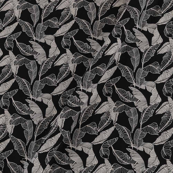 Cotton Black Colour Leaves Print 42 Inches Width Fabric