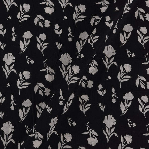 Cotton Black Colour Floral Print 42 Inches Width Fabric