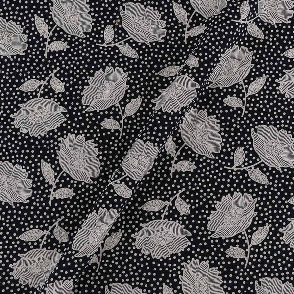 Cotton Black Colour Floral Print 42 Inches Width Fabric