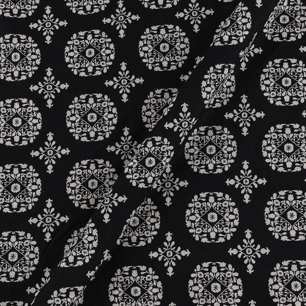 Cotton Black Colour Mughal Print 42 Inches Width Fabric