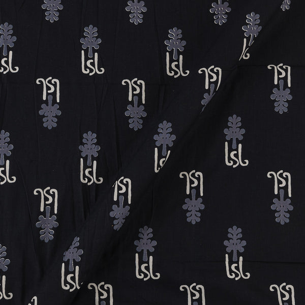 Cotton Black Colour Leaves Print Fabric Online 9378K4