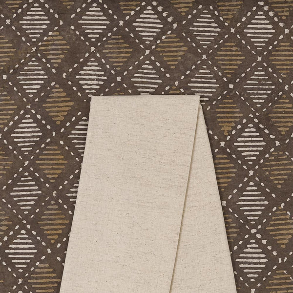 Dabu Cotton Block Printed Fabric & Cotton Flex Plain Fabric Unstitched Two Piece Dress Material Online ST-9383FC-1022