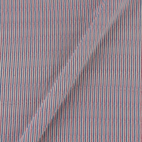 Cotton Mul Off White Colour Stripes Print Fabric Online 9385AJ3