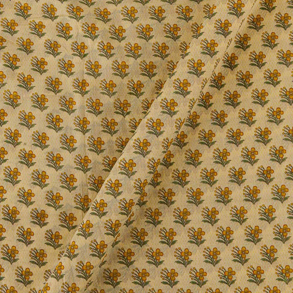 Cotton Mul Light Yellow Colour Small Floral Print Fabric Online 9385AS