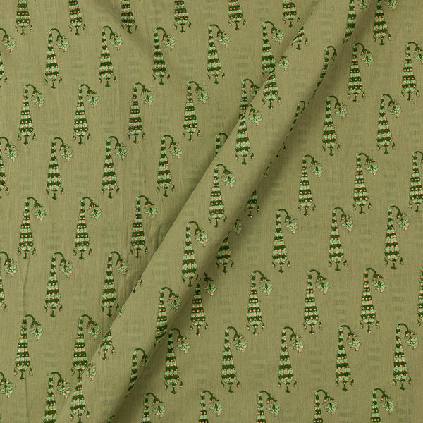 Cotton Mul Pastel Green Colour Gold Foil Butta Print Fabric Online 9385BW1