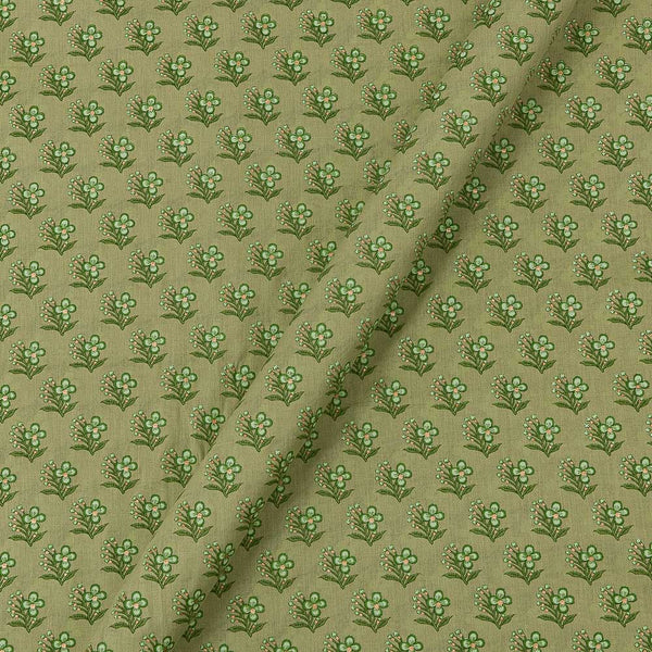 Cotton Mul Pastel Green Colour Gold Foil Floral Print Fabric Online 9385BX2