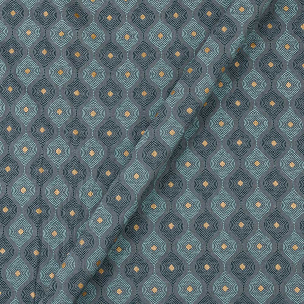 Cotton Mul Blue Grey Colour Gold Foil Geometric Print Fabric Online 9385BY3