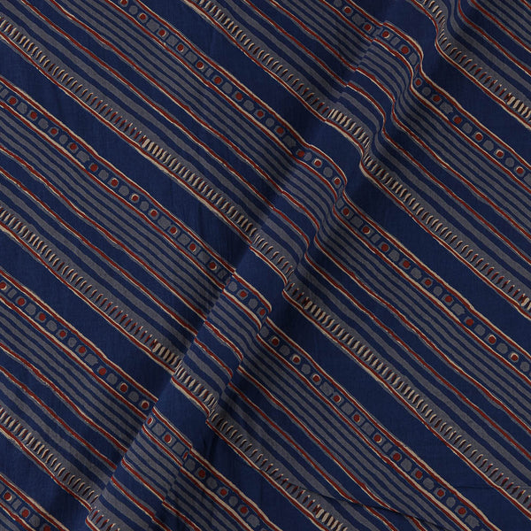 Cotton Dark Blue Colour Geometric Border Print Fabric Online 9388X4