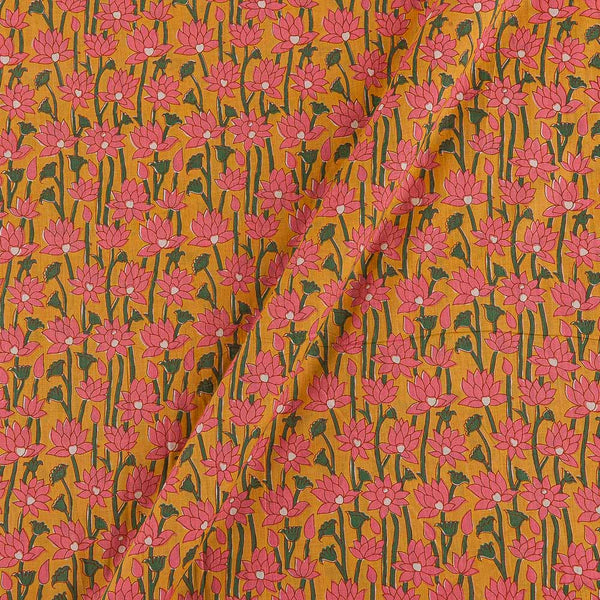 Buy Cotton Yellow Colour Floral Print Fabric Online 9389FN
