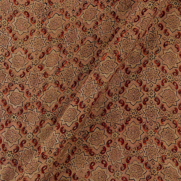 Dobby Cotton Authentic Jaipuri Ajrakh Peach Pink Colour Mughal Print Fabric Online 9396AR