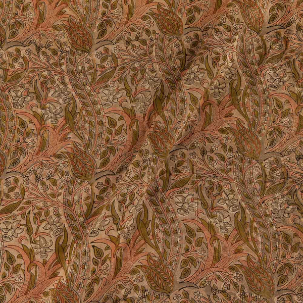Dobby Cotton Authentic Jaipuri Ajrakh Butterscotch Colour Floral Jaal Print Fabric Online 9396V