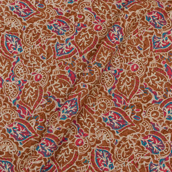 Modal by Modal Brick Colour Gold Foil Mughal Print Fabric