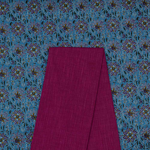 Cotton Printed Fabric & Slub Cotton Plain Fabric Unstitched Two Piece Dress Material Online ST-9417AK3-4090GS