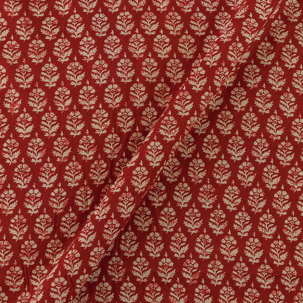 Cotton Maroon Colour Dabu Inspired Floral Print Fabric Online 9417AR
