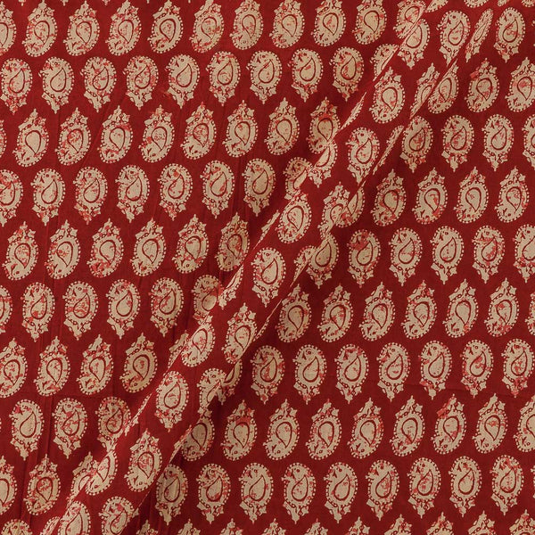 Cotton Maroon Colour Dabu Inspired Paisley Print Fabric Online 9417AS