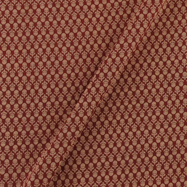Cotton Maroon Colour Dabu Inspired Floral Print 41 Inches Width Fabric
