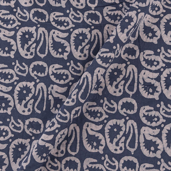 Soft Cotton Blue Grey Colour Batik Inspired Paisley Print Fabric Online 9417AX5