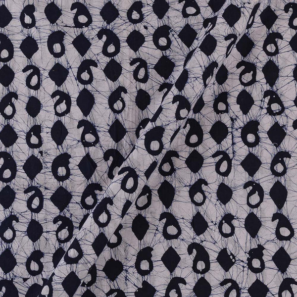 Paisley Pattern Wax Batik on White Colour Cotton Fabric Online 9417BH1