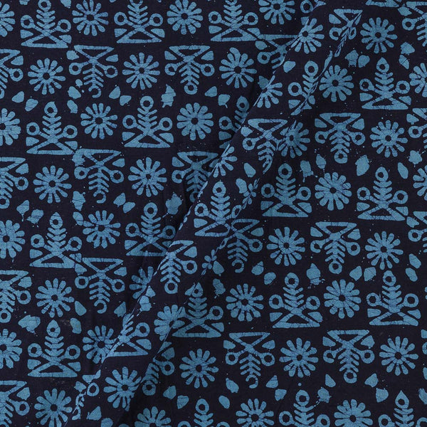 Geometric Pattern Wax Batik on Indigo Blue Colour Cotton Fabric Online 9417BJ2