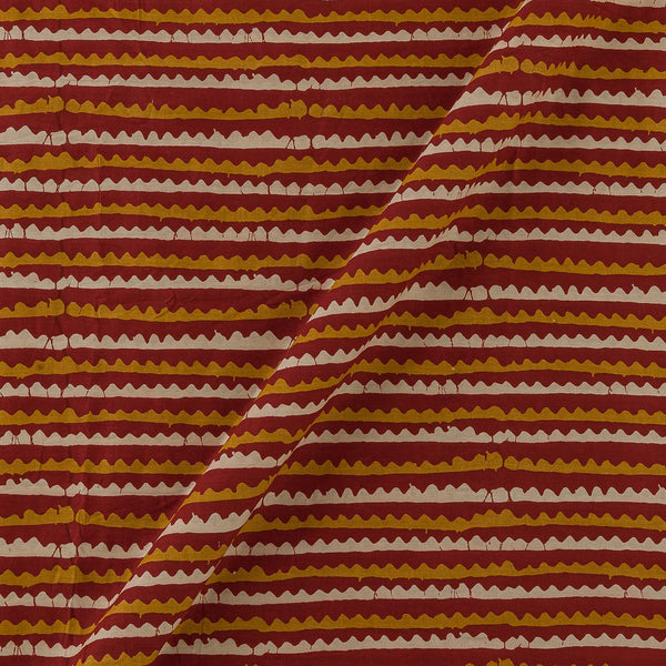 Cotton Maroon Colour Dabu Inspired All Over Border Print Fabric Online 9417BT