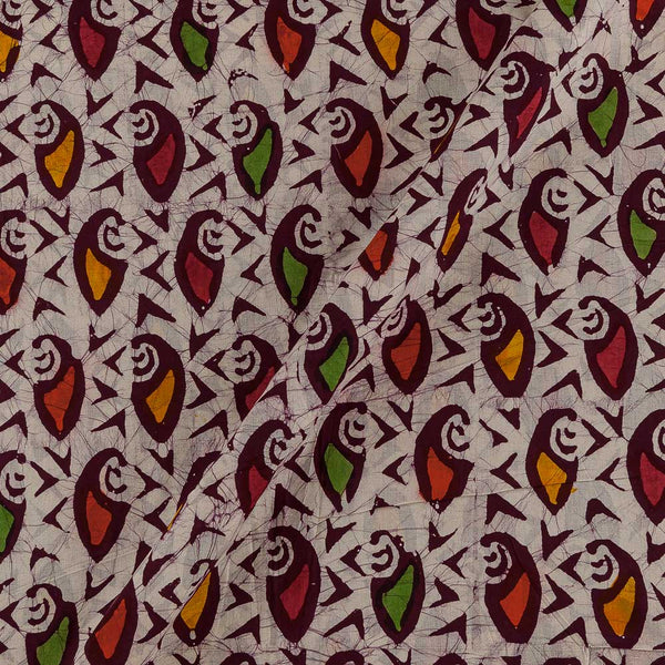 Buy Paisley Pattern Wax Batik on Off White Colour Cotton Fabric Online 9417BV2