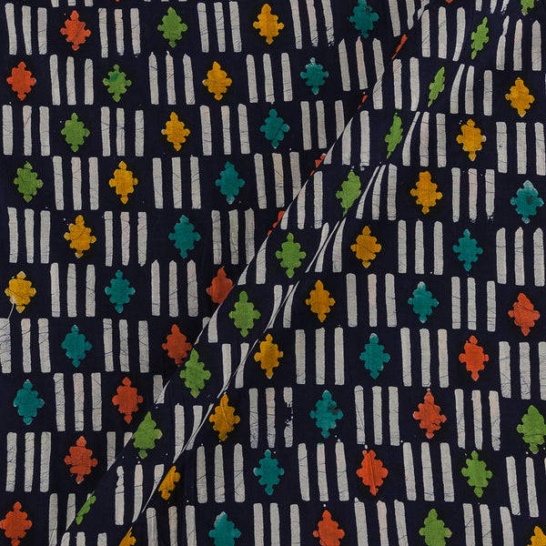 Buy Geometric Pattern Batik on Dark Blue Colour Cotton Fabric Online 9417BW3