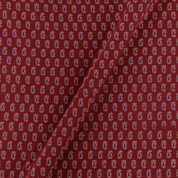 Ajrakh Theme Gamathi Cotton Maroon Colour Small Paisley Print Fabric Online
