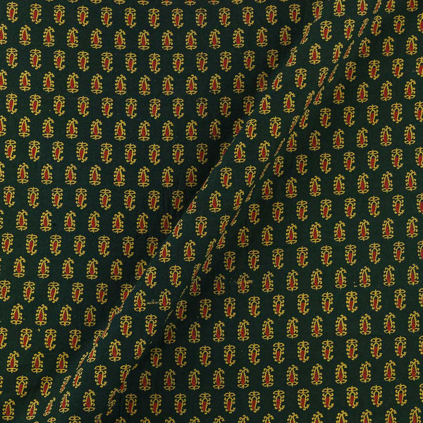 Ajrakh Theme Gamathi Cotton Dark Green Colour Small Paisley Print Fabric Online