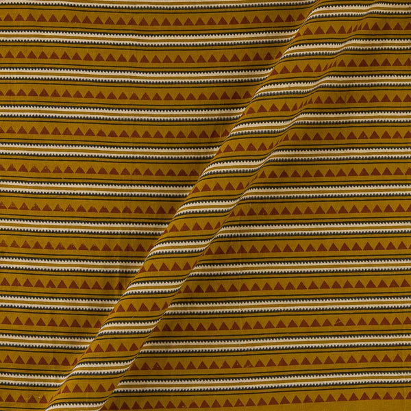 Ajrakh Theme Gamathi Cotton Mustard Brown Colour Geometric Print Fabric Online 9418P3