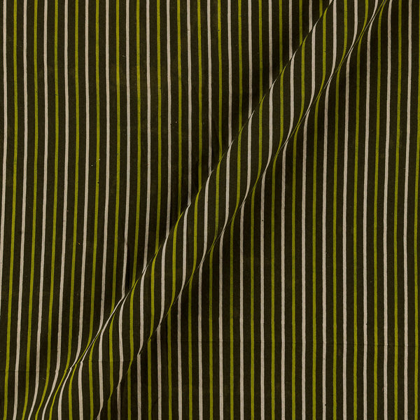 Ajrakh Theme Gamathi Cotton Moss Green Colour Stripes Print Fabric Online 9418R2