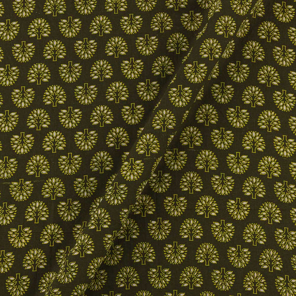 Ajrakh Theme Gamathi Cotton Moss Green Colour Tree Motif Print Fabric Online 9418T2