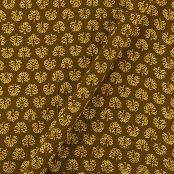 Ajrakh Theme Gamathi Cotton Mustard Brown Colour Tree Motif Print Fabric Online 9418T3