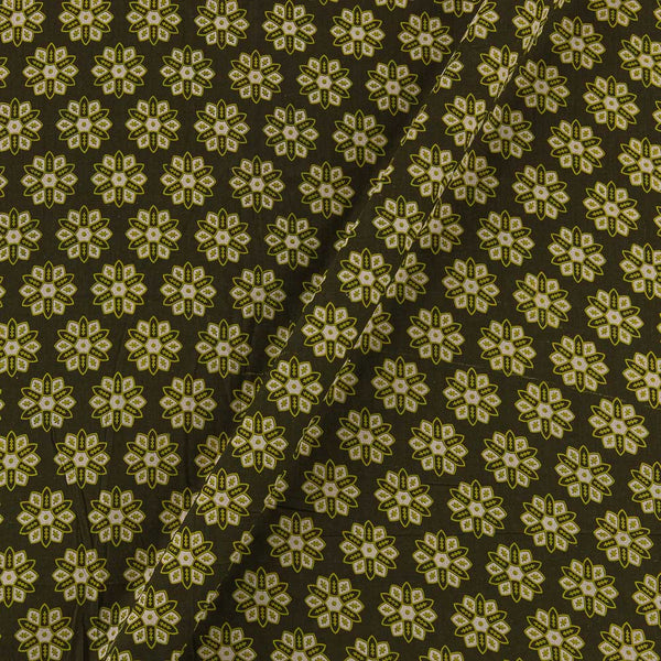 Ajrakh Theme Gamathi Cotton Moss Green Colour Floral Print Fabric Online 9418U2