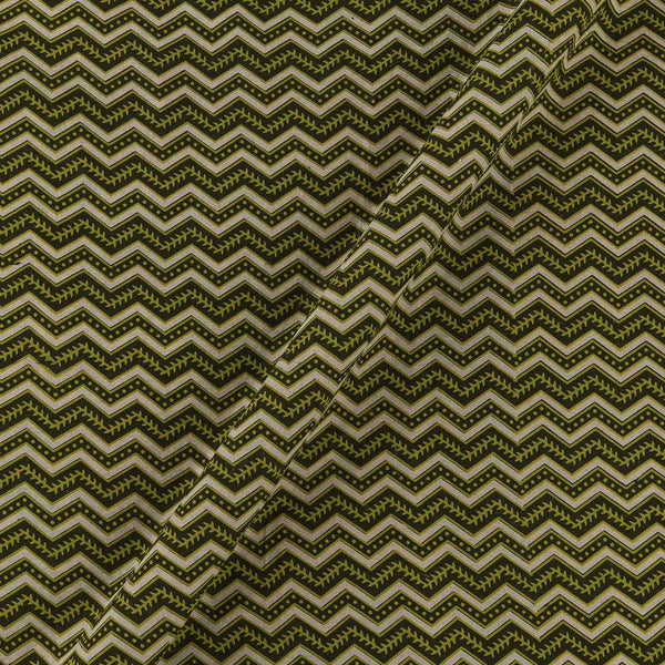 Ajrakh Theme Gamathi Cotton Moss Green Colour Chevron Print Fabric Online 9418V2