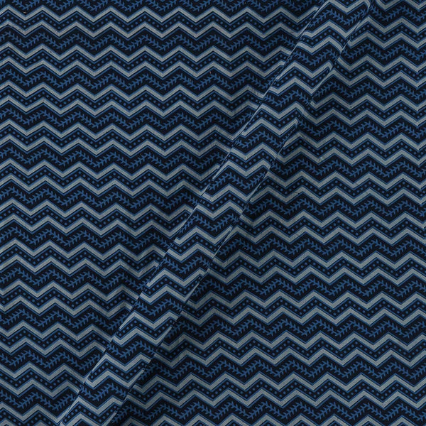 Ajrakh Theme Gamathi Cotton Indigo Blue Colour Chevron Print Fabric Online 9418V4