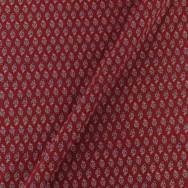 Ajrakh Theme Gamathi Cotton Maroon Colour Leaves Print Fabric Online