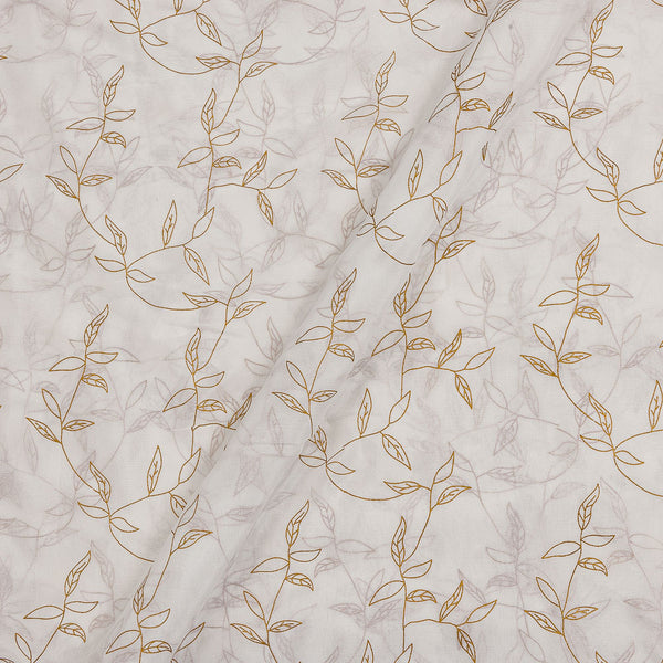 Chinon Silk Feel White Colour Gold Foil Jaal Printed Fabric Online 9419M