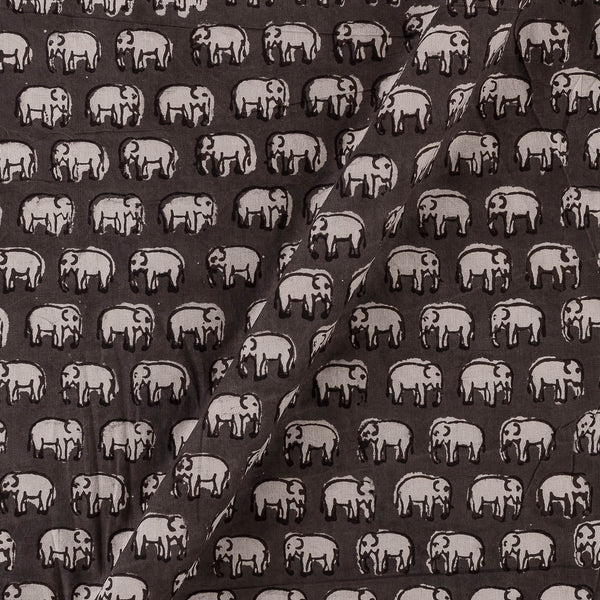 Cotton Authentic Bagru Dark Cedar Colour Elephant Motif Block Print Fabric Online 9421QY