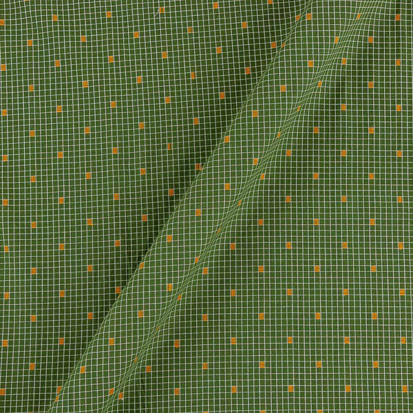 Cotton Jacquard Checks with Butti Acid Green Colour 43 Inches Width Fabric Cut Of 0.65 Meter