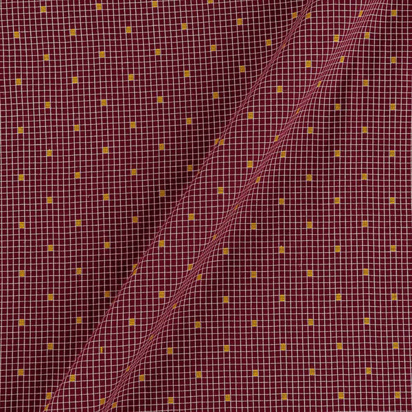 Cotton Jacquard Checks with Butti Maroon Colour 43 Inches Width Fabric