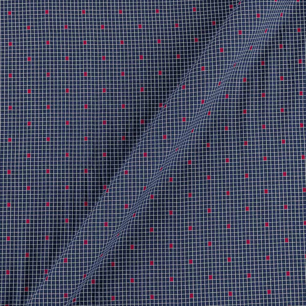 Cotton Jacquard Checks with Butti Ink Blue Colour 43 Inches Width Fabric