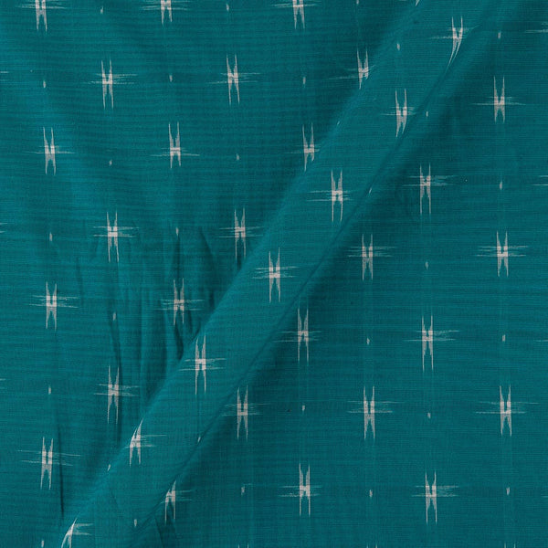 Handloom Cotton Teal Blue Colour Double Ikat Fabric Online 9438BG5