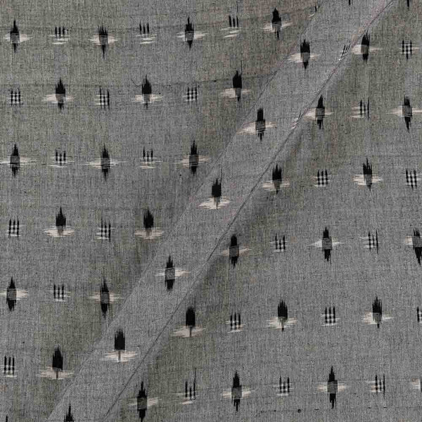 Buy Handloom Cotton Grey X Black Cross Tone Double Ikat Fabric Online 9438CH2